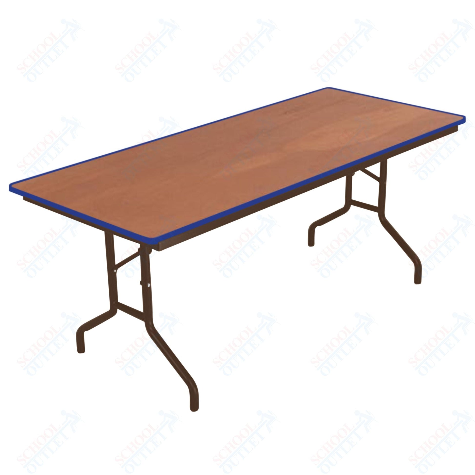 AmTab Folding Table - Plywood Stained and Sealed - Vinyl T - Molding Edge - 18"W x 72"L x 29"H (AmTab AMT - 186PM) - SchoolOutlet