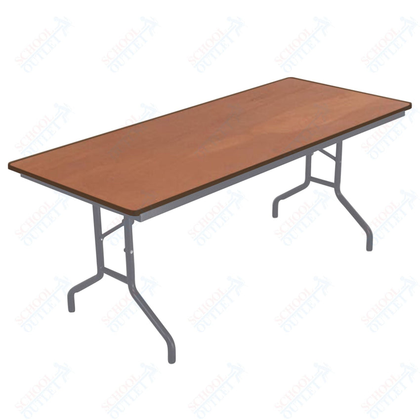 AmTab Folding Table - Plywood Stained and Sealed - Vinyl T - Molding Edge - 18"W x 72"L x 29"H (AmTab AMT - 186PM) - SchoolOutlet