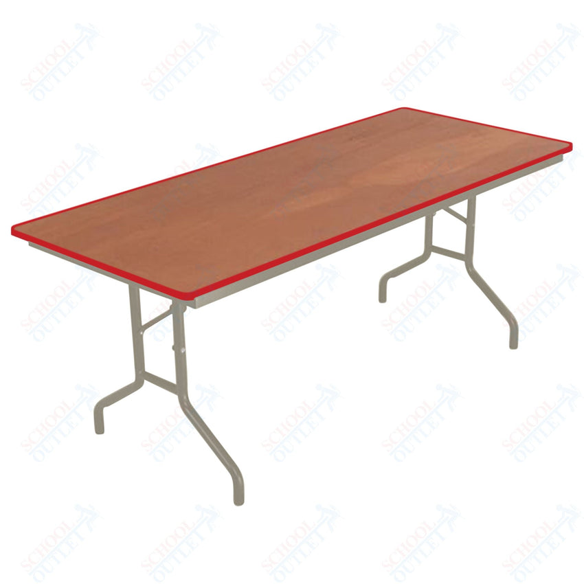 AmTab Folding Table - Plywood Stained and Sealed - Vinyl T - Molding Edge - 18"W x 72"L x 29"H (AmTab AMT - 186PM) - SchoolOutlet