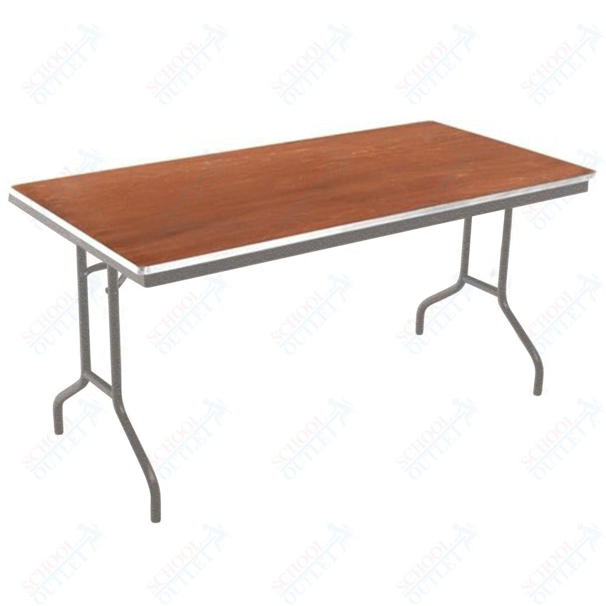 AmTab Folding Table - Plywood Stained and Sealed - Aluminum Edge - 18"W x 96"L x 29"H (AmTab AMT - 188PA) - SchoolOutlet