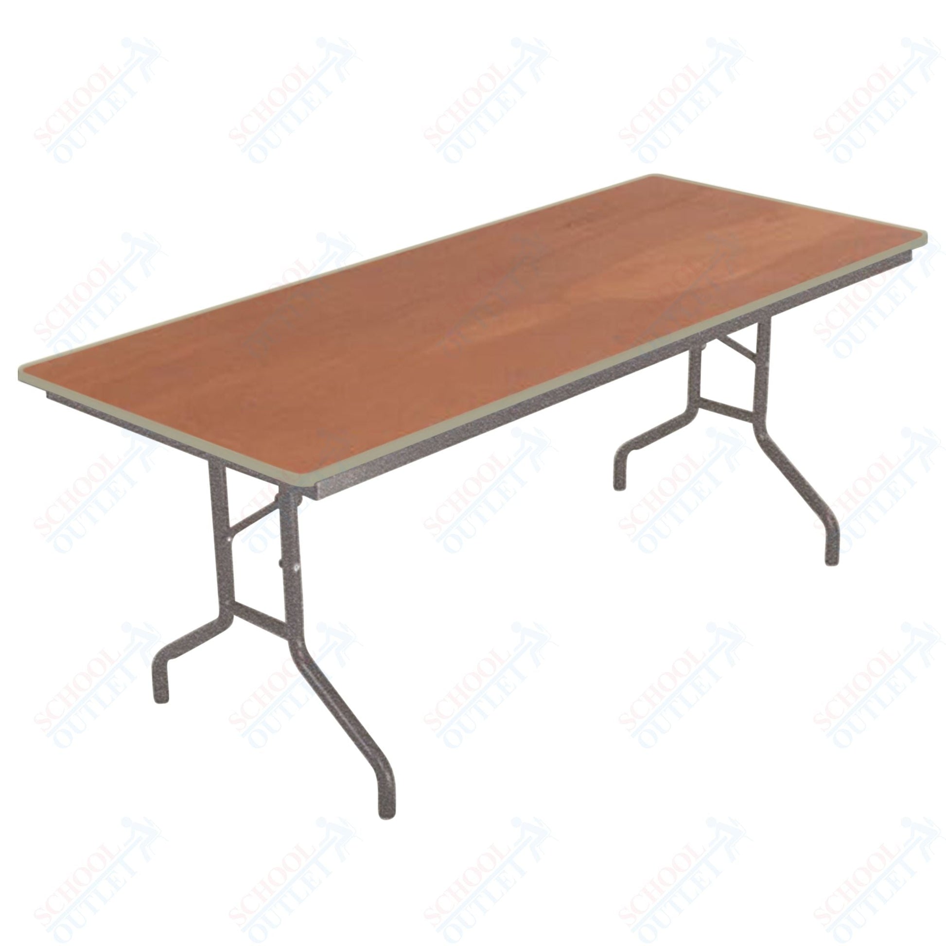 AmTab Folding Table - Plywood Stained and Sealed - Vinyl T - Molding Edge - 18"W x 96"L x 29"H (AmTab AMT - 188PM) - SchoolOutlet