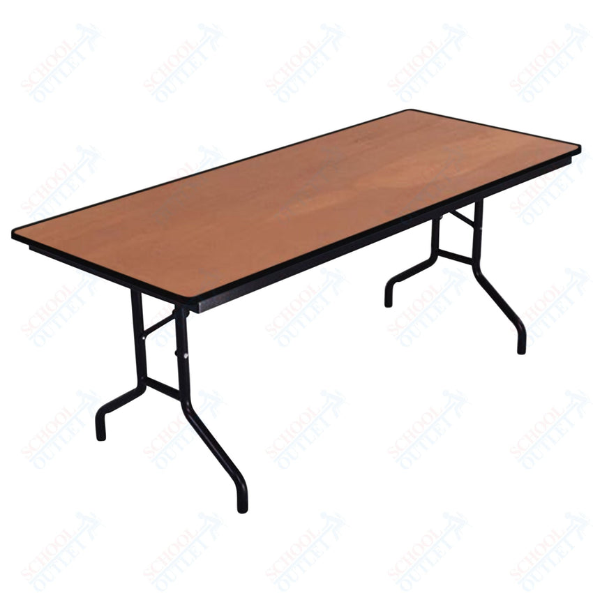 AmTab Folding Table - Plywood Stained and Sealed - Vinyl T - Molding Edge - 18"W x 96"L x 29"H (AmTab AMT - 188PM) - SchoolOutlet