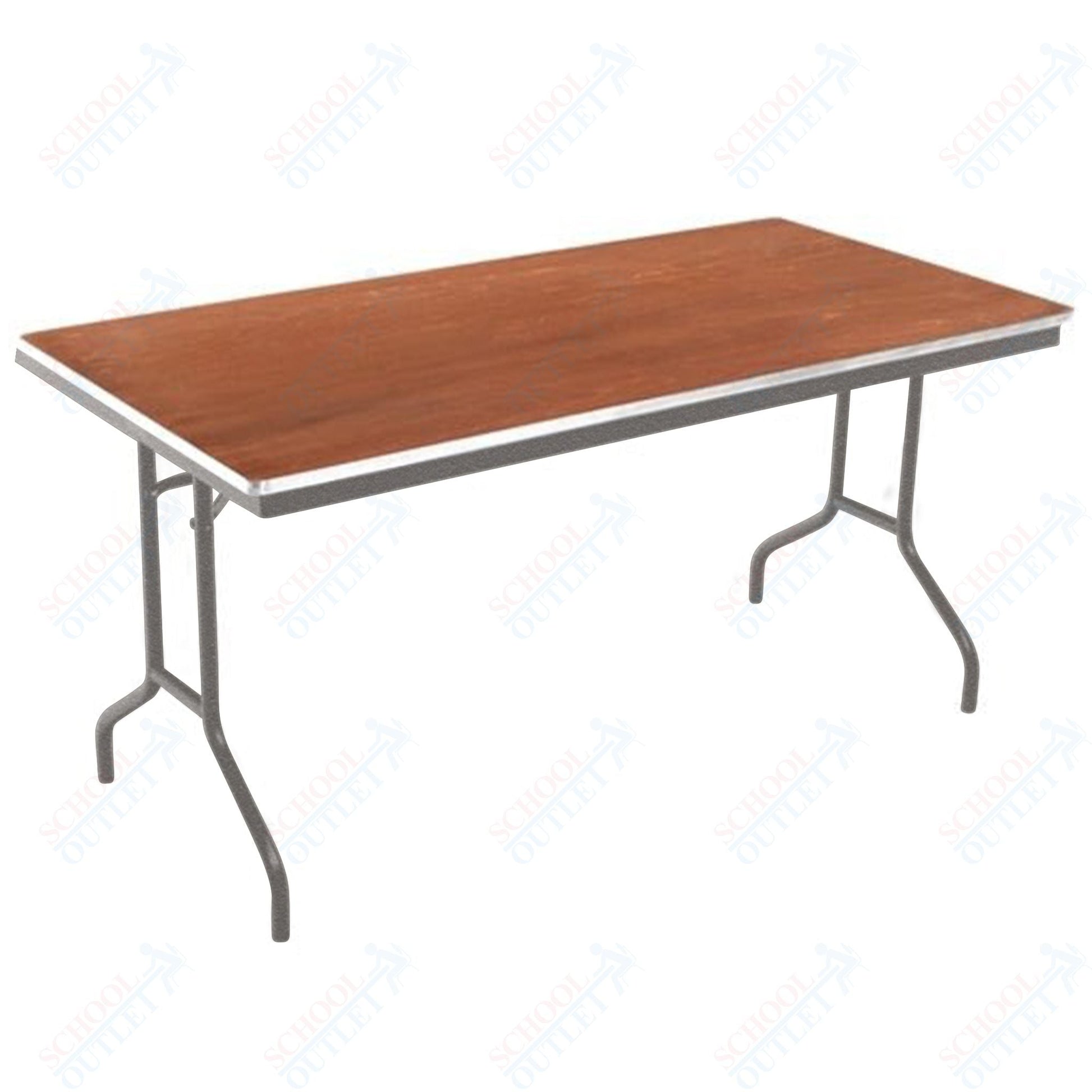 AmTab Folding Table - Plywood Stained and Sealed - Aluminum Edge - 24"W x 60"L x 29"H (AmTab AMT - 245PA) - SchoolOutlet