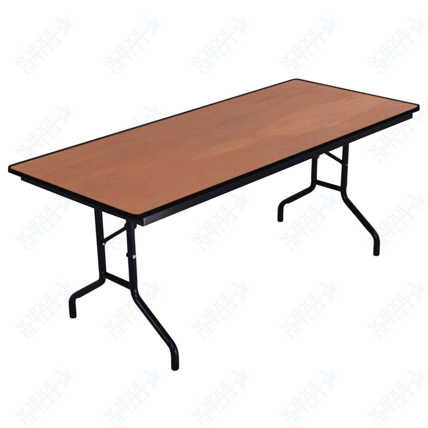 AmTab Folding Table - Plywood Stained and Sealed - Vinyl T - Molding Edge - 24"W x 96"L x 29"H (AmTab AMT - 248PM) - SchoolOutlet