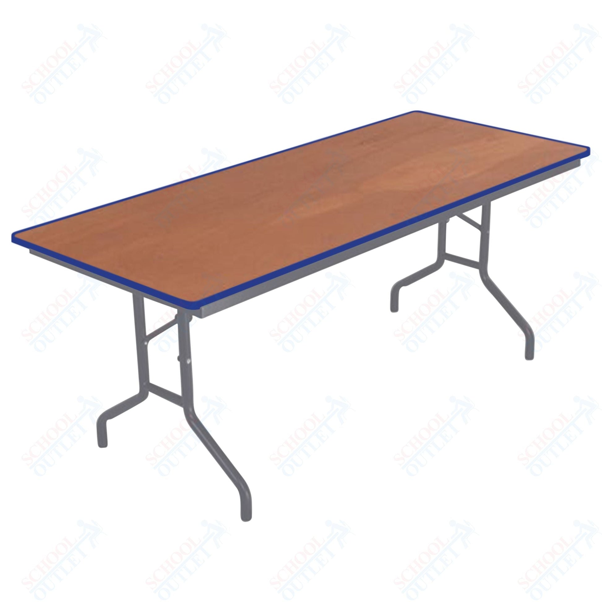 AmTab Folding Table - Plywood Stained and Sealed - Vinyl T - Molding Edge - 24"W x 96"L x 29"H (AmTab AMT - 248PM) - SchoolOutlet