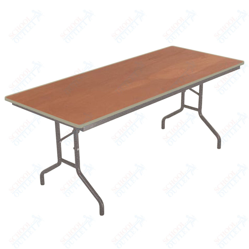 AmTab Folding Table - Plywood Stained and Sealed - Vinyl T - Molding Edge - 30"W x 72"L x 29"H (AmTab AMT - 306PM) - SchoolOutlet