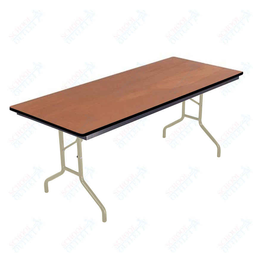 AmTab Folding Table - Plywood Stained and Sealed - Vinyl T - Molding Edge - 30"W x 96"L x 29"H (AmTab AMT - 308PM) - SchoolOutlet