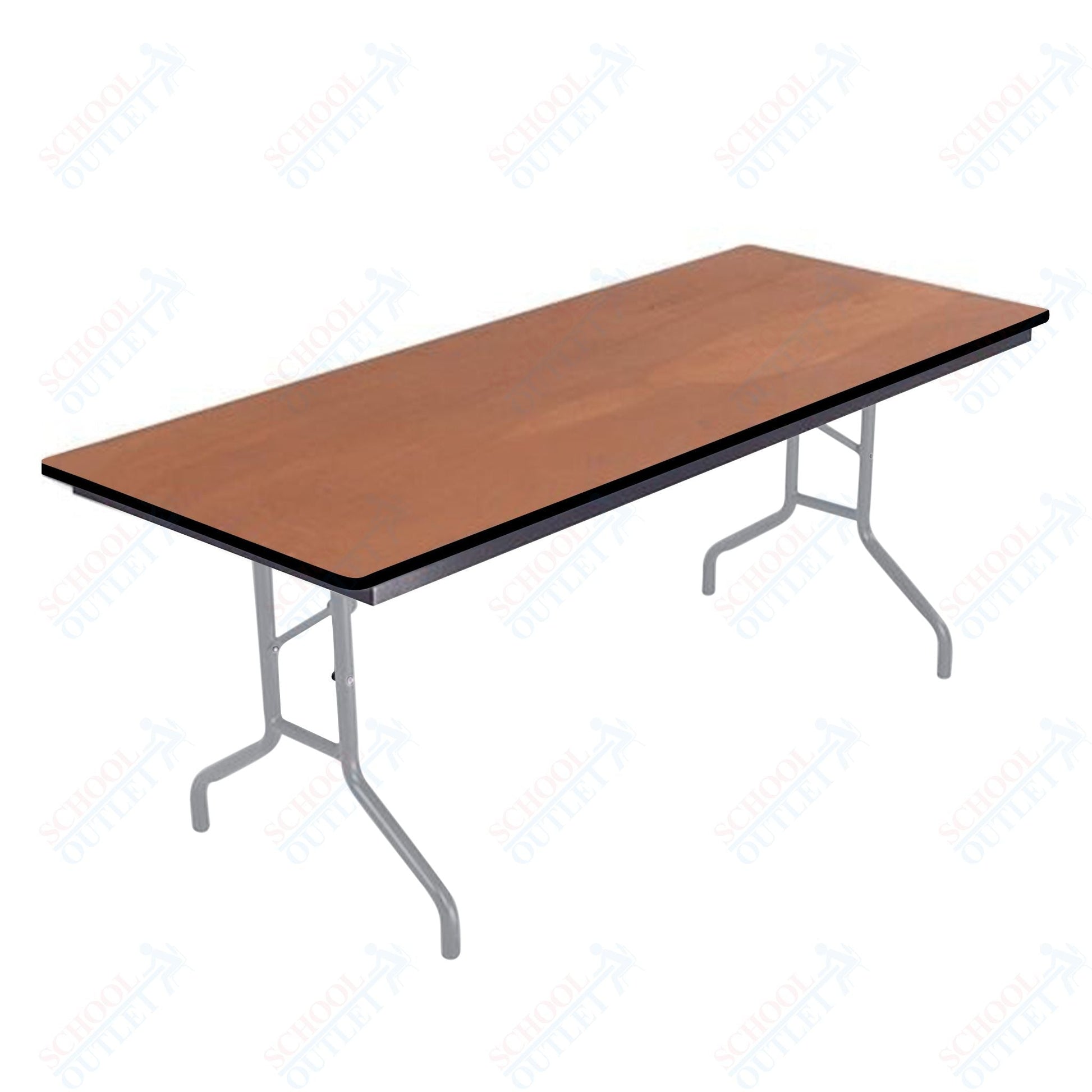 AmTab Folding Table - Plywood Stained and Sealed - Vinyl T - Molding Edge - 30"W x 96"L x 29"H (AmTab AMT - 308PM) - SchoolOutlet