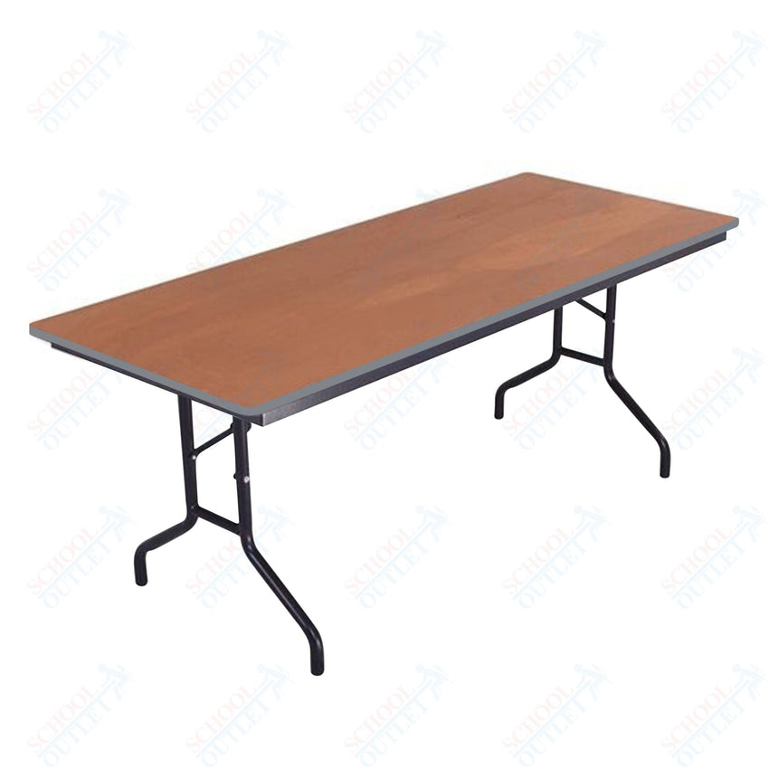 AmTab Folding Table - Plywood Stained and Sealed - Vinyl T - Molding Edge - 30"W x 96"L x 29"H (AmTab AMT - 308PM) - SchoolOutlet