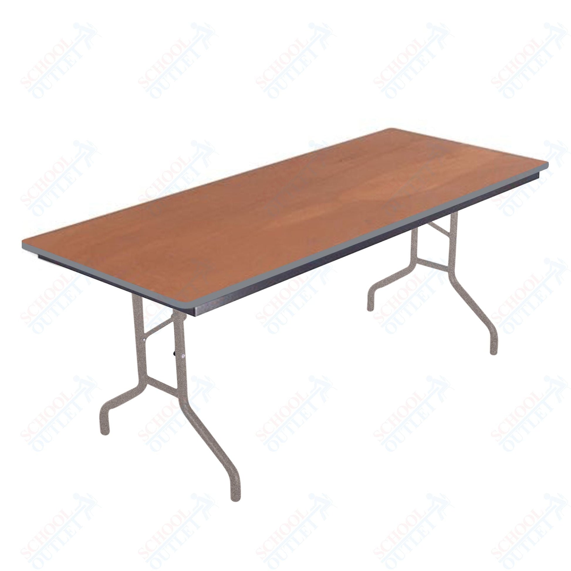 AmTab Folding Table - Plywood Stained and Sealed - Vinyl T - Molding Edge - 30"W x 96"L x 29"H (AmTab AMT - 308PM) - SchoolOutlet