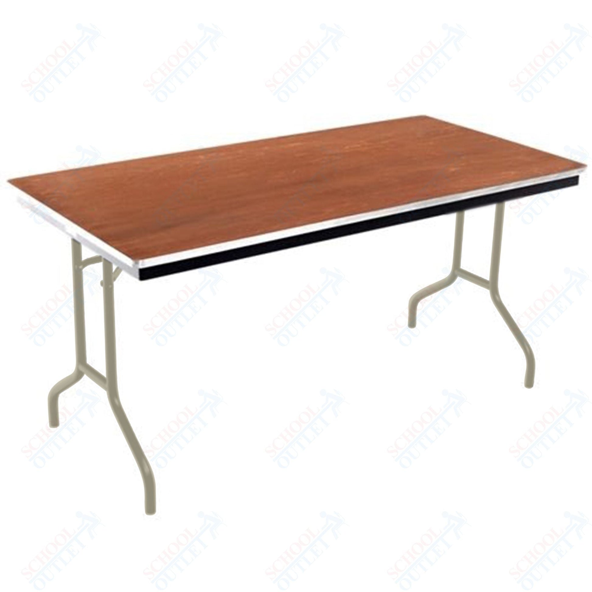 AmTab Folding Table - Plywood Stained and Sealed - Aluminum Edge - 36"W x 96"L x 29"H (AmTab AMT - 368PA) - SchoolOutlet