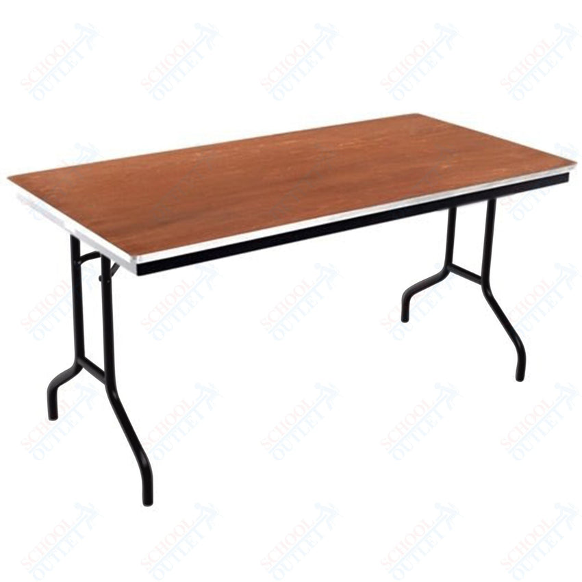 AmTab Folding Table - Plywood Stained and Sealed - Aluminum Edge - 36"W x 96"L x 29"H (AmTab AMT - 368PA) - SchoolOutlet