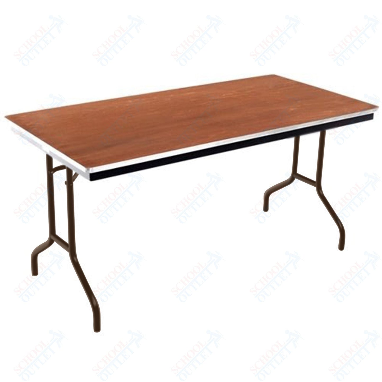 AmTab Folding Table - Plywood Stained and Sealed - Aluminum Edge - 36"W x 96"L x 29"H (AmTab AMT - 368PA) - SchoolOutlet