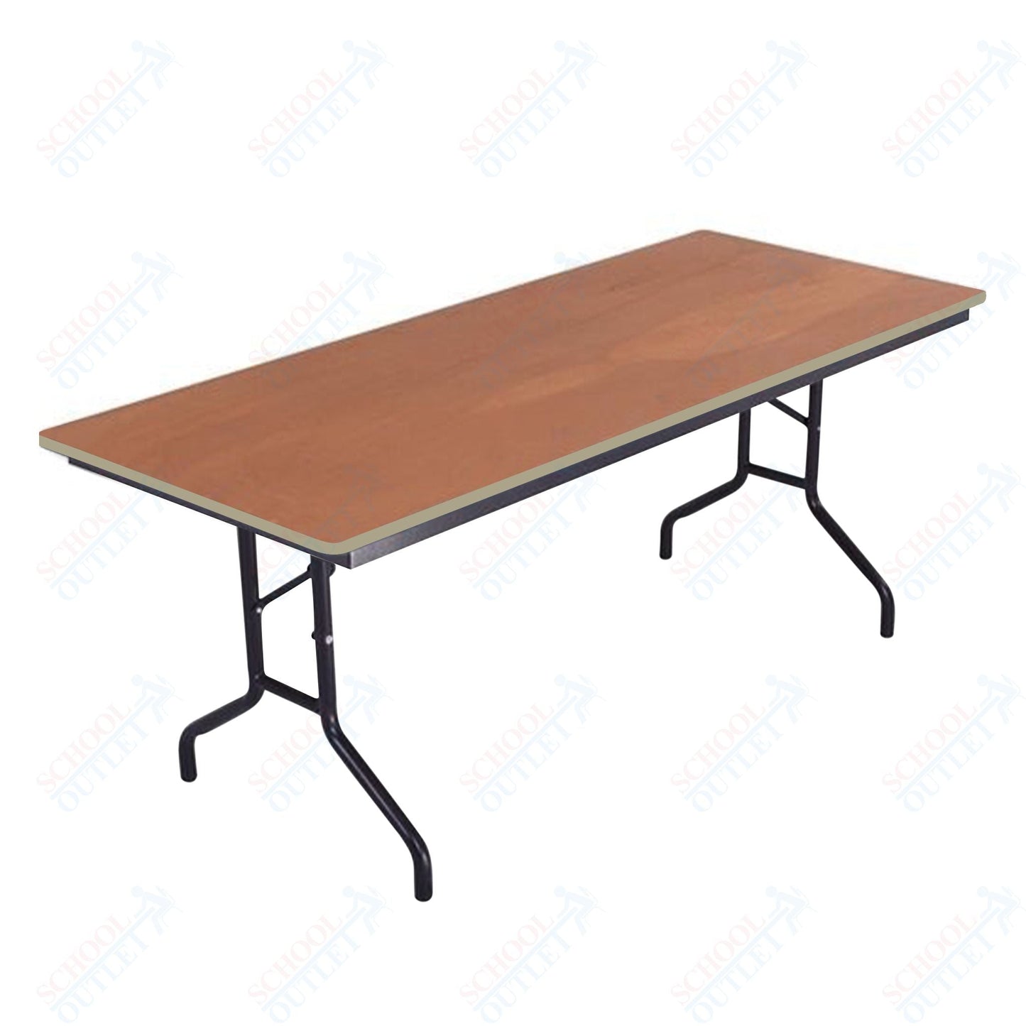 AmTab Folding Table - Plywood Stained and Sealed - Vinyl T - Molding Edge - 36"W x 96"L x 29"H (AmTab AMT - 368PM) - SchoolOutlet