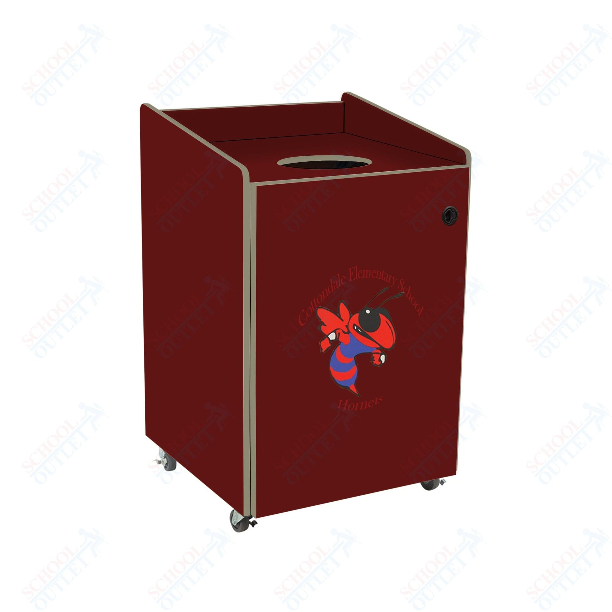 AmTab Heavy - Duty Waste Receptacle - Applicable for 32 Gallon Cans and Drums - 33"W x 32"L x 42"H (AMT - HDWR32) - SchoolOutlet