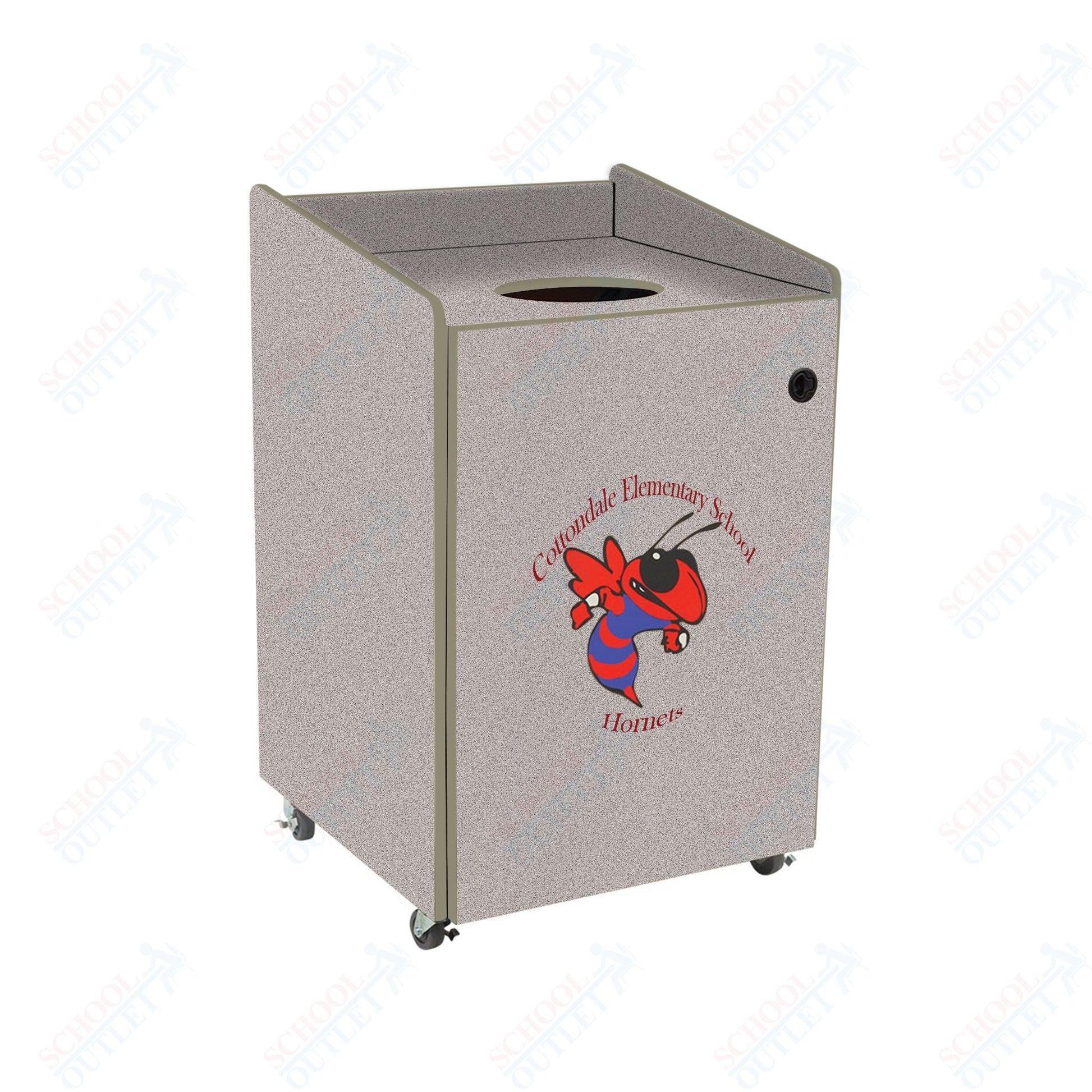 AmTab Heavy - Duty Waste Receptacle - Applicable for 32 Gallon Cans and Drums - 33"W x 32"L x 42"H (AMT - HDWR32) - SchoolOutlet