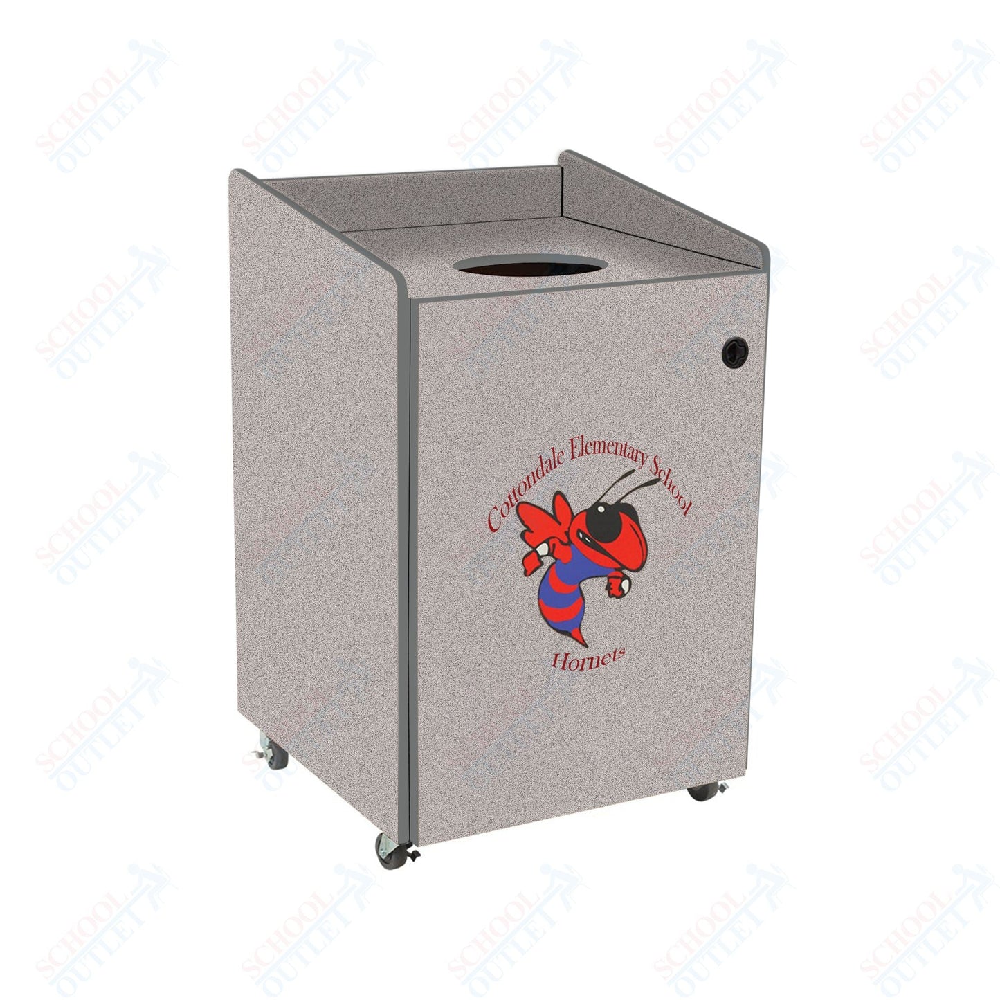 AmTab Heavy - Duty Waste Receptacle - Applicable for 32 Gallon Cans and Drums - 33"W x 32"L x 42"H (AMT - HDWR32) - SchoolOutlet