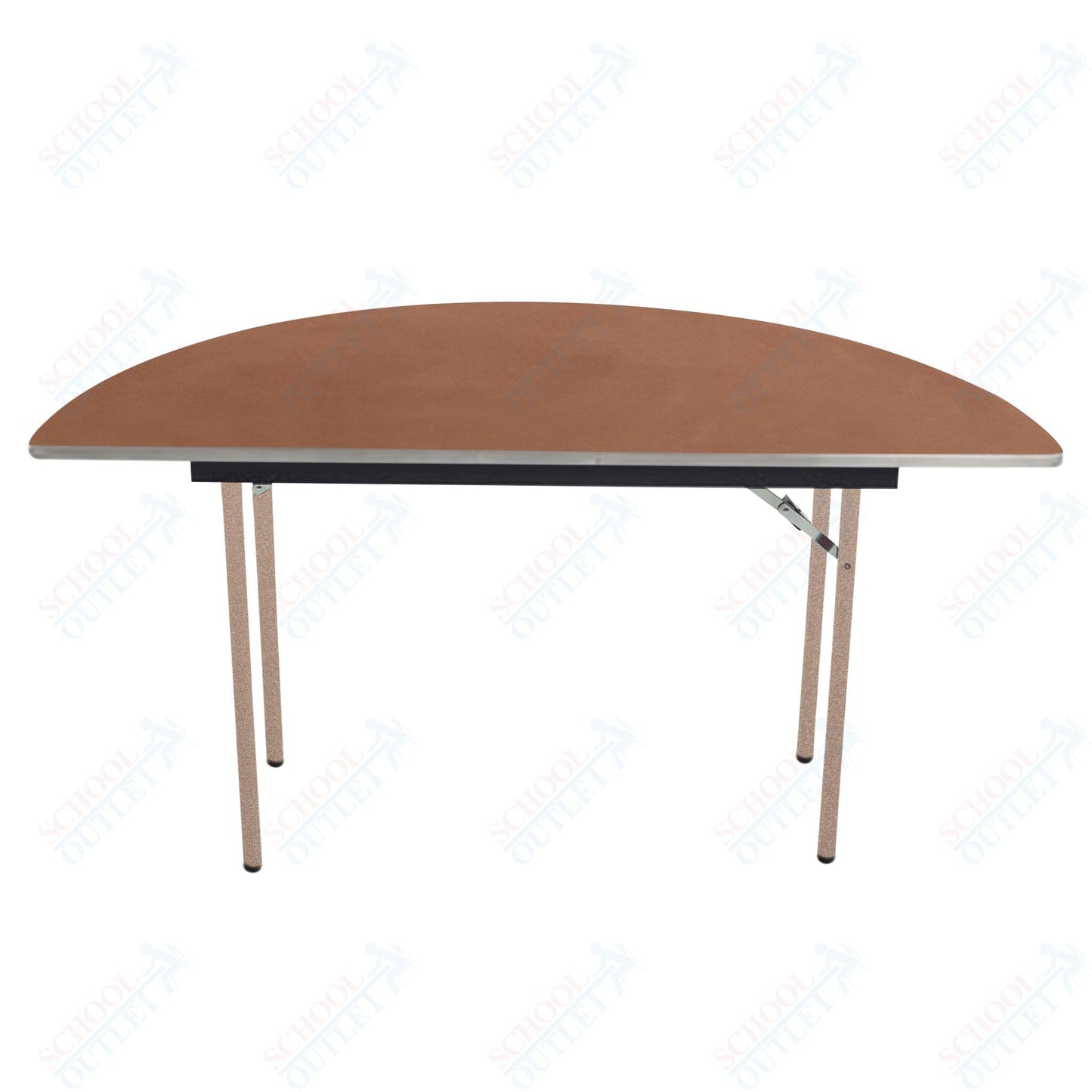 AmTab Folding Table - Plywood Stained and Sealed - Aluminum Edge - Half Round - Half 30" Diameter x 29"H (AmTab AMT - HR30PA) - SchoolOutlet