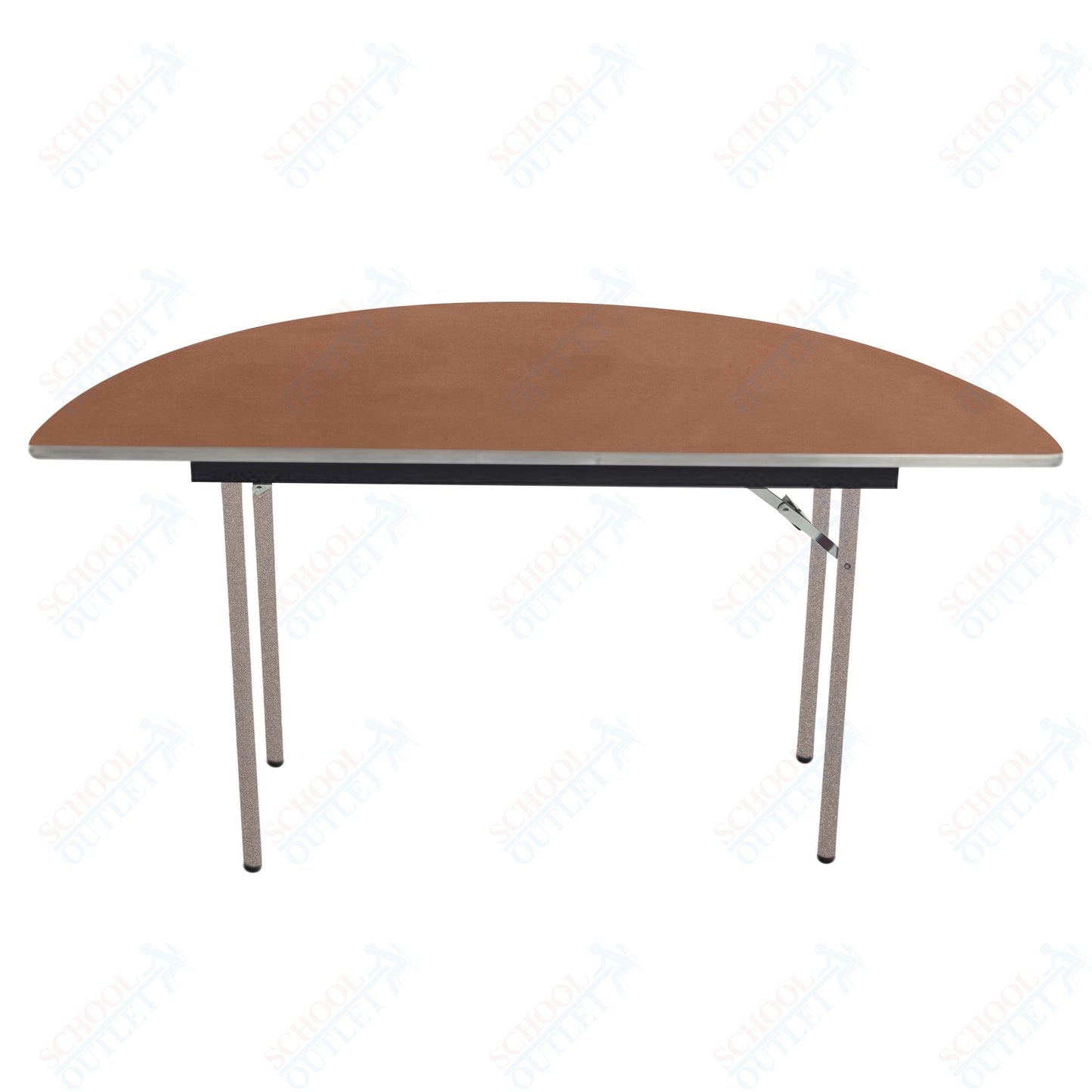 AmTab Folding Table - Plywood Stained and Sealed - Aluminum Edge - Half Round - Half 30" Diameter x 29"H (AmTab AMT - HR30PA) - SchoolOutlet