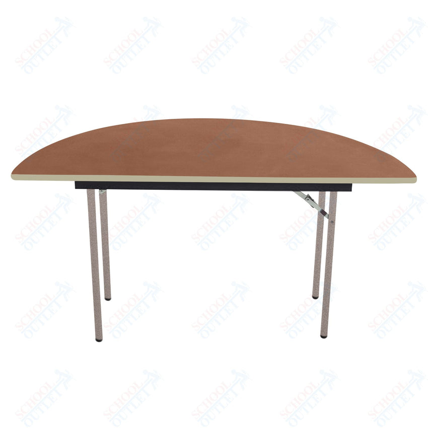 AmTab Folding Table - Plywood Stained and Sealed - Vinyl T - Molding Edge - Half Round - Half 30" Diameter x 29"H (AmTab AMT - HR30PM) - SchoolOutlet