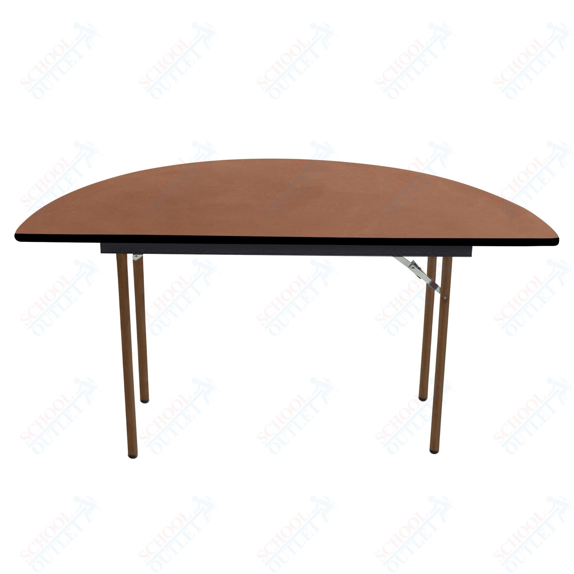 AmTab Folding Table - Plywood Stained and Sealed - Vinyl T - Molding Edge - Half Round - Half 48" Diameter x 29"H (AmTab AMT - HR48PM) - SchoolOutlet