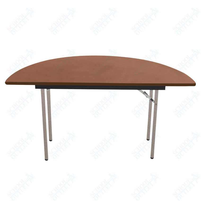 AmTab Folding Table - Plywood Stained and Sealed - Vinyl T - Molding Edge - Half Round - Half 48" Diameter x 29"H (AmTab AMT - HR48PM) - SchoolOutlet