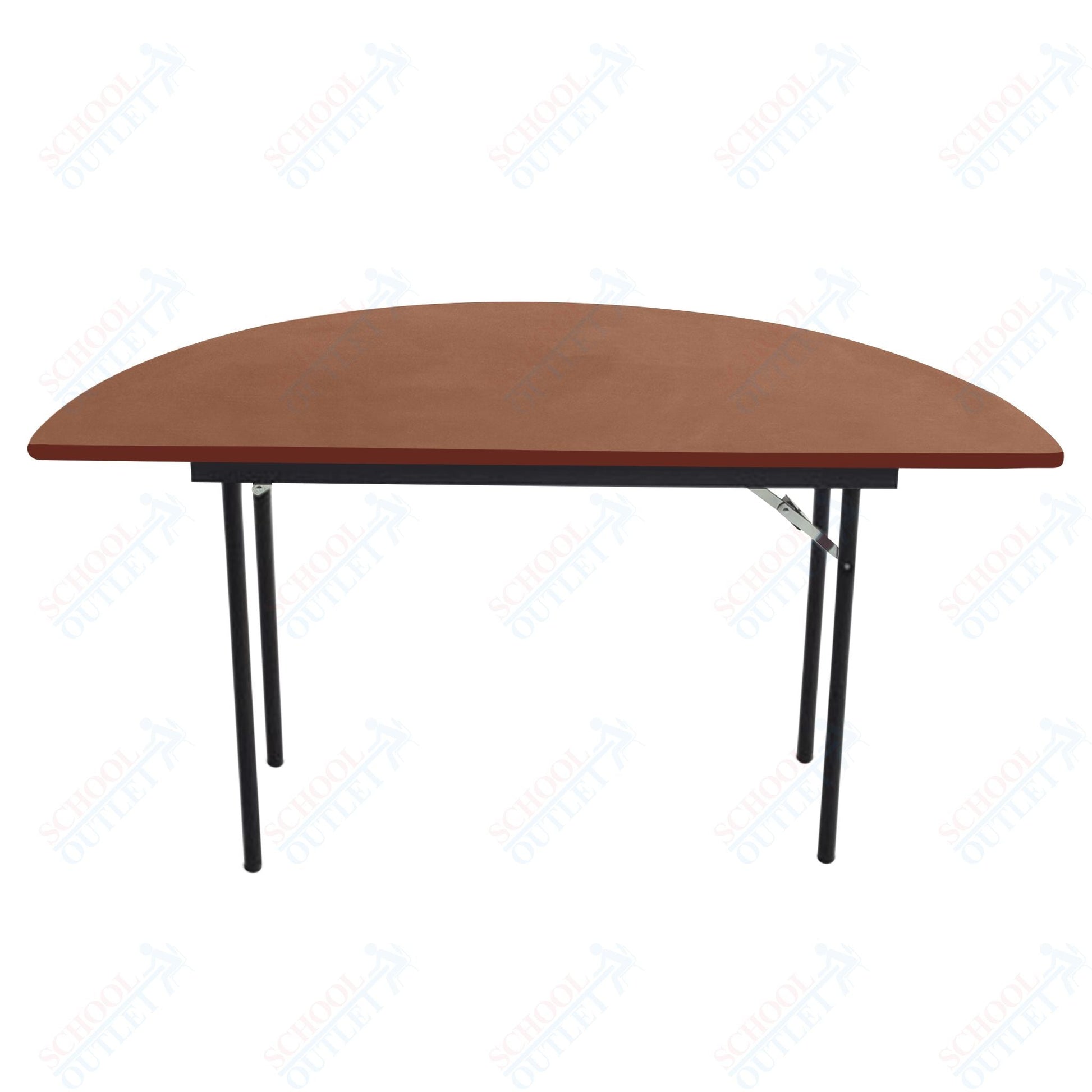AmTab Folding Table - Plywood Stained and Sealed - Vinyl T - Molding Edge - Half Round - Half 60" Diameter x 29"H (AmTab AMT - HR60PM) - SchoolOutlet