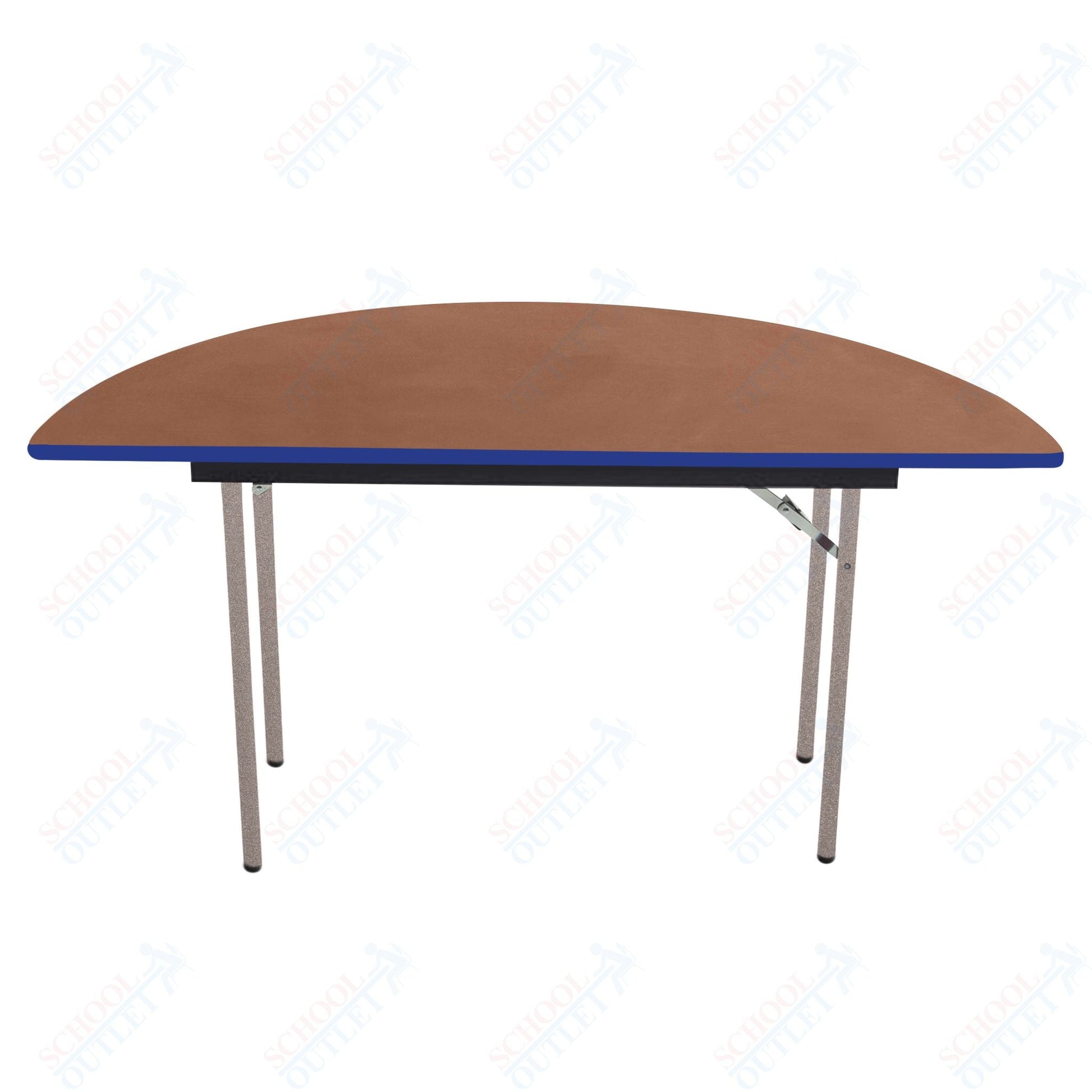 AmTab Folding Table - Plywood Stained and Sealed - Vinyl T - Molding Edge - Half Round - Half 72" Diameter x 29"H (AmTab AMT - HR72PM) - SchoolOutlet
