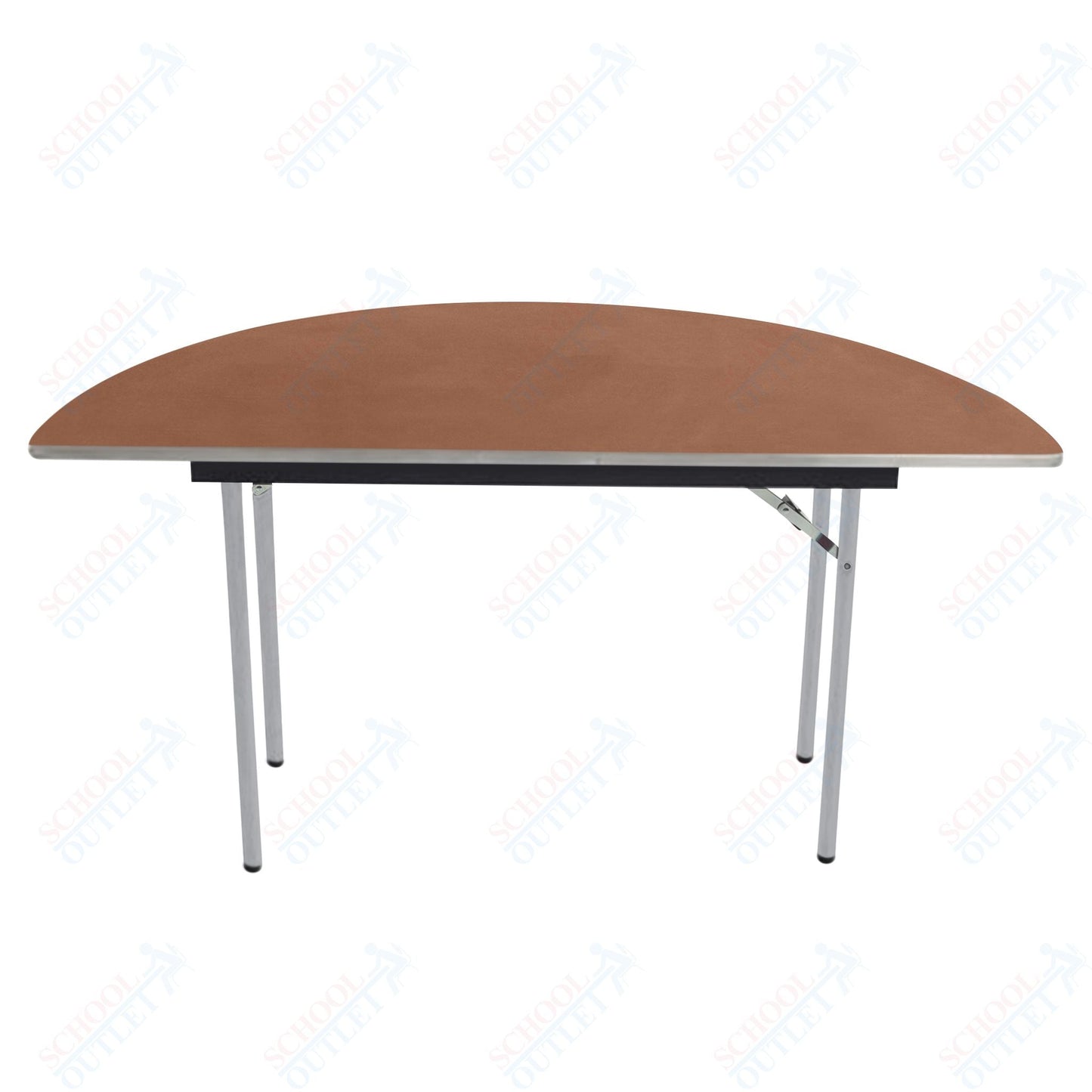 AmTab Folding Table - Plywood Stained and Sealed - Aluminum Edge - Half Round - Half 96" Diameter x 29"H (AmTab AMT - HR96PA) - SchoolOutlet