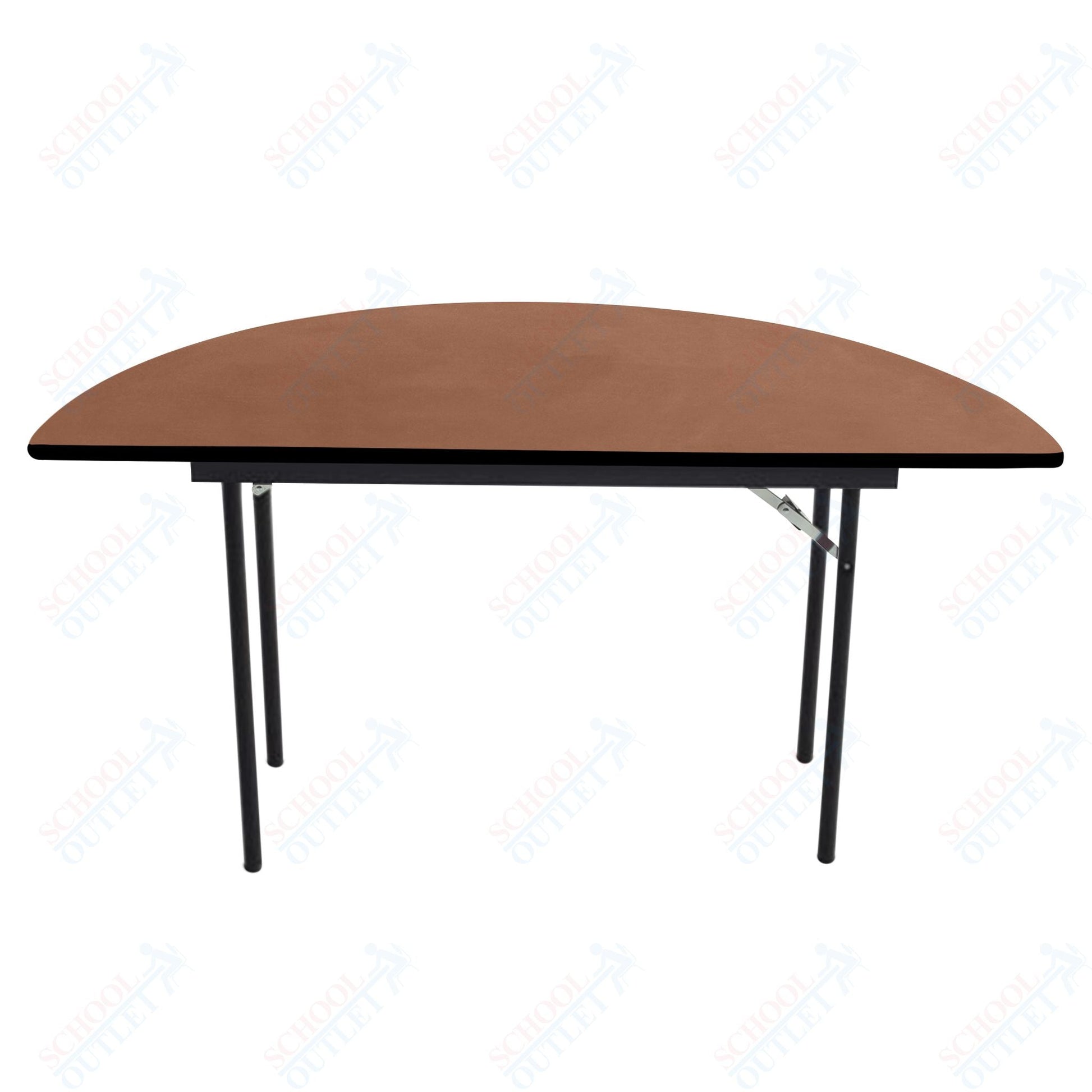 AmTab Folding Table - Plywood Stained and Sealed - Vinyl T - Molding Edge - Half Round - Half 96" Diameter x 29"H (AmTab AMT - HR96PM) - SchoolOutlet