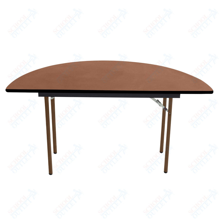AmTab Folding Table - Plywood Stained and Sealed - Vinyl T - Molding Edge - Half Round - Half 96" Diameter x 29"H (AmTab AMT - HR96PM) - SchoolOutlet