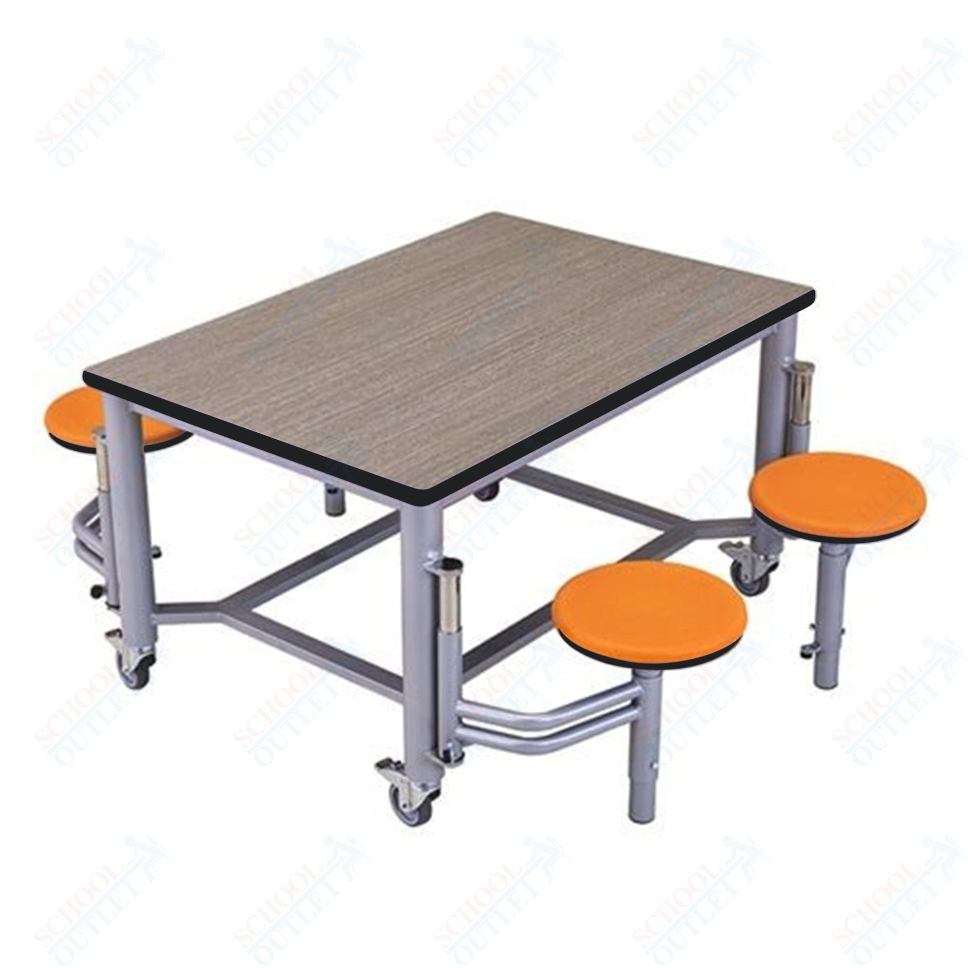 AmTab Mobile Stool Table - Group Collaboration High Table - 36"W x 52"L x 29"H - 4 Stools (AMT - MGST3652 - 29) - SchoolOutlet
