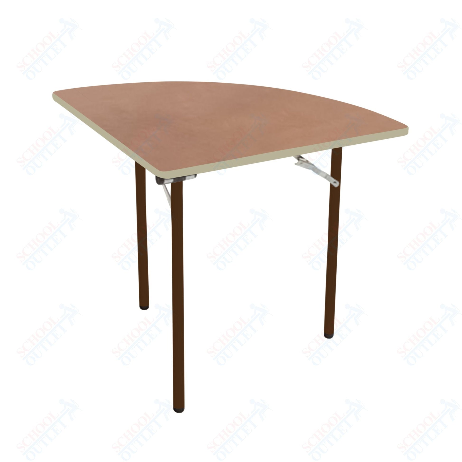AmTab Folding Table - Plywood Stained and Sealed - Vinyl T - Molding Edge - Quarter Round - Quarter 48" Diameter x 29"H (AmTab AMT - QR48PM) - SchoolOutlet