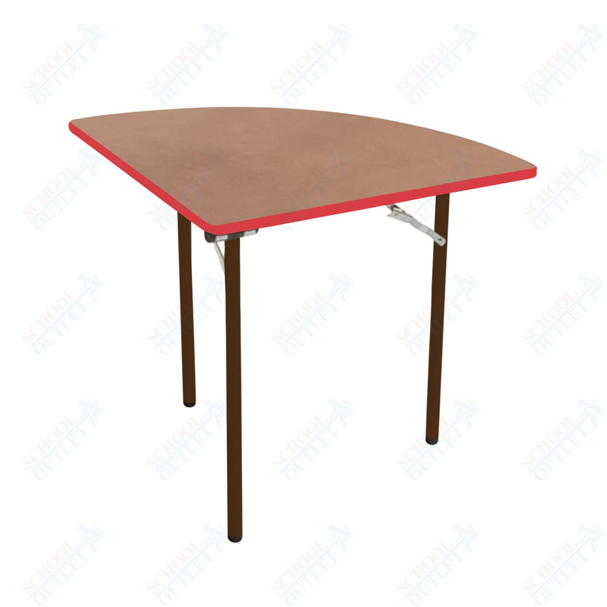 AmTab Folding Table - Plywood Stained and Sealed - Vinyl T - Molding Edge - Quarter Round - Quarter 48" Diameter x 29"H (AmTab AMT - QR48PM) - SchoolOutlet