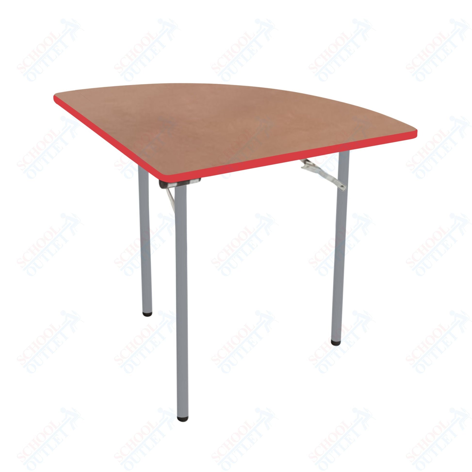 AmTab Folding Table - Plywood Stained and Sealed - Vinyl T - Molding Edge - Quarter Round - Quarter 60" Diameter x 29"H (AmTab AMT - QR60PM) - SchoolOutlet