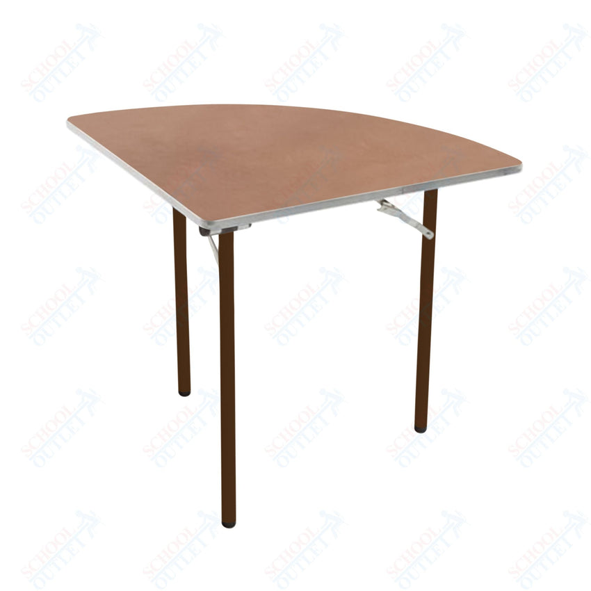 AmTab Folding Table - Plywood Stained and Sealed - Aluminum Edge - Quarter Round - Quarter 72" Diameter x 29"H (AmTab AMT - QR72PA) - SchoolOutlet