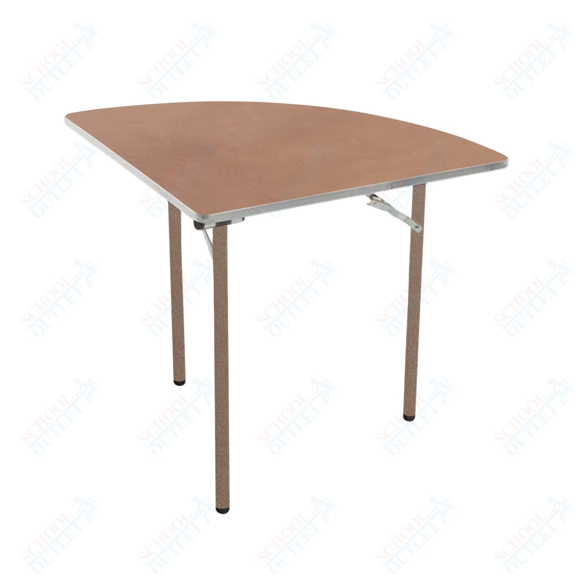 AmTab Folding Table - Plywood Stained and Sealed - Aluminum Edge - Quarter Round - Quarter 96" Diameter x 29"H (AmTab AMT - QR96PA) - SchoolOutlet