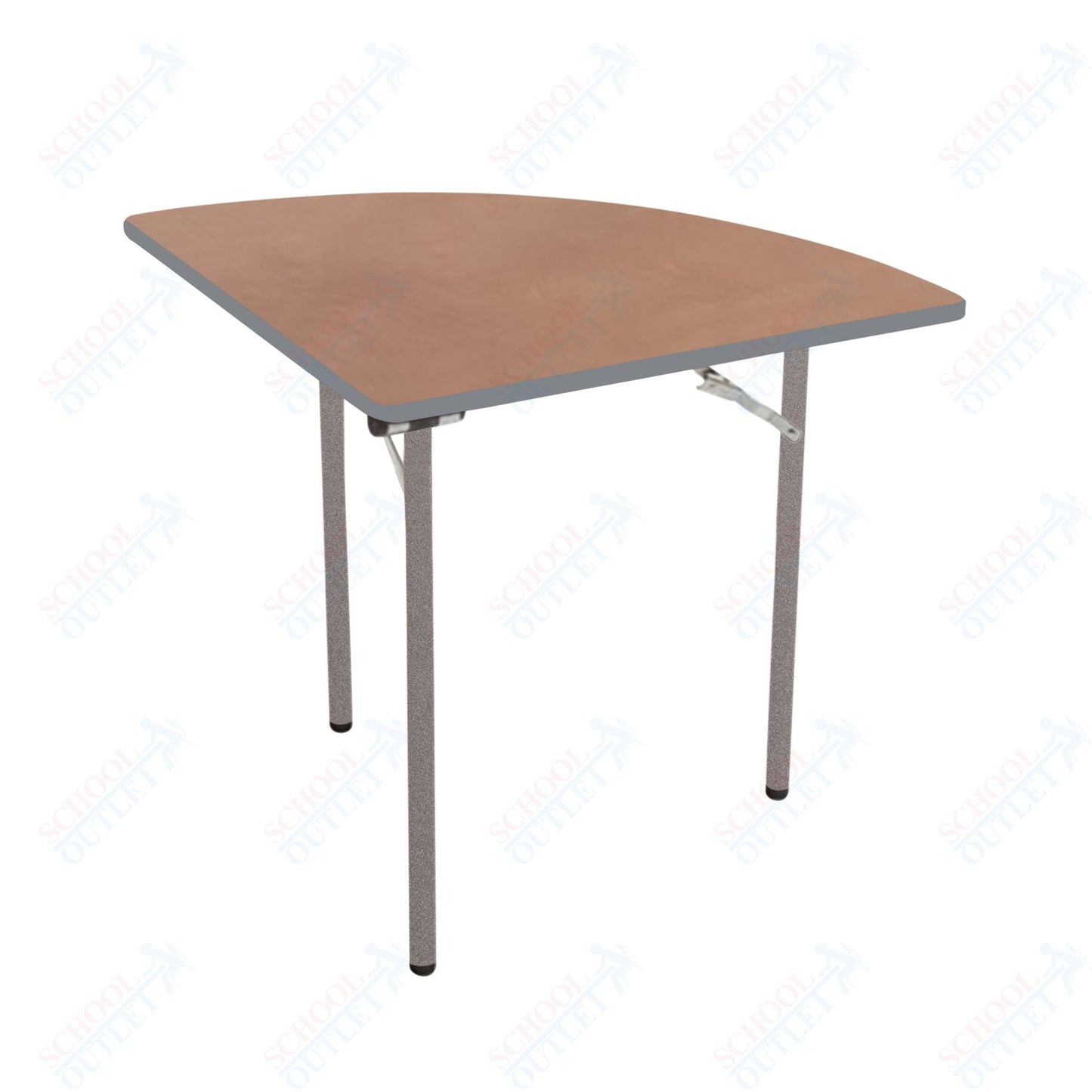 AmTab Folding Table - Plywood Stained and Sealed - Vinyl T - Molding Edge - Quarter Round - Quarter 96" Diameter x 29"H (AmTab AMT - QR96PM) - SchoolOutlet