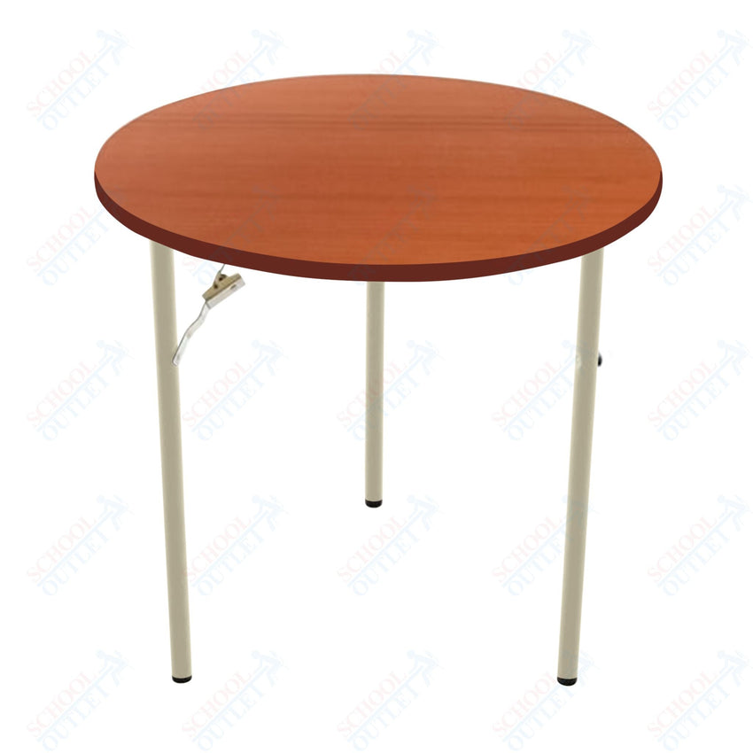 AmTab Folding Table - Plywood Stained and Sealed - Vinyl T - Molding Edge - Round - 36" Diameter x 29"H (AmTab AMT - R36PM) - SchoolOutlet