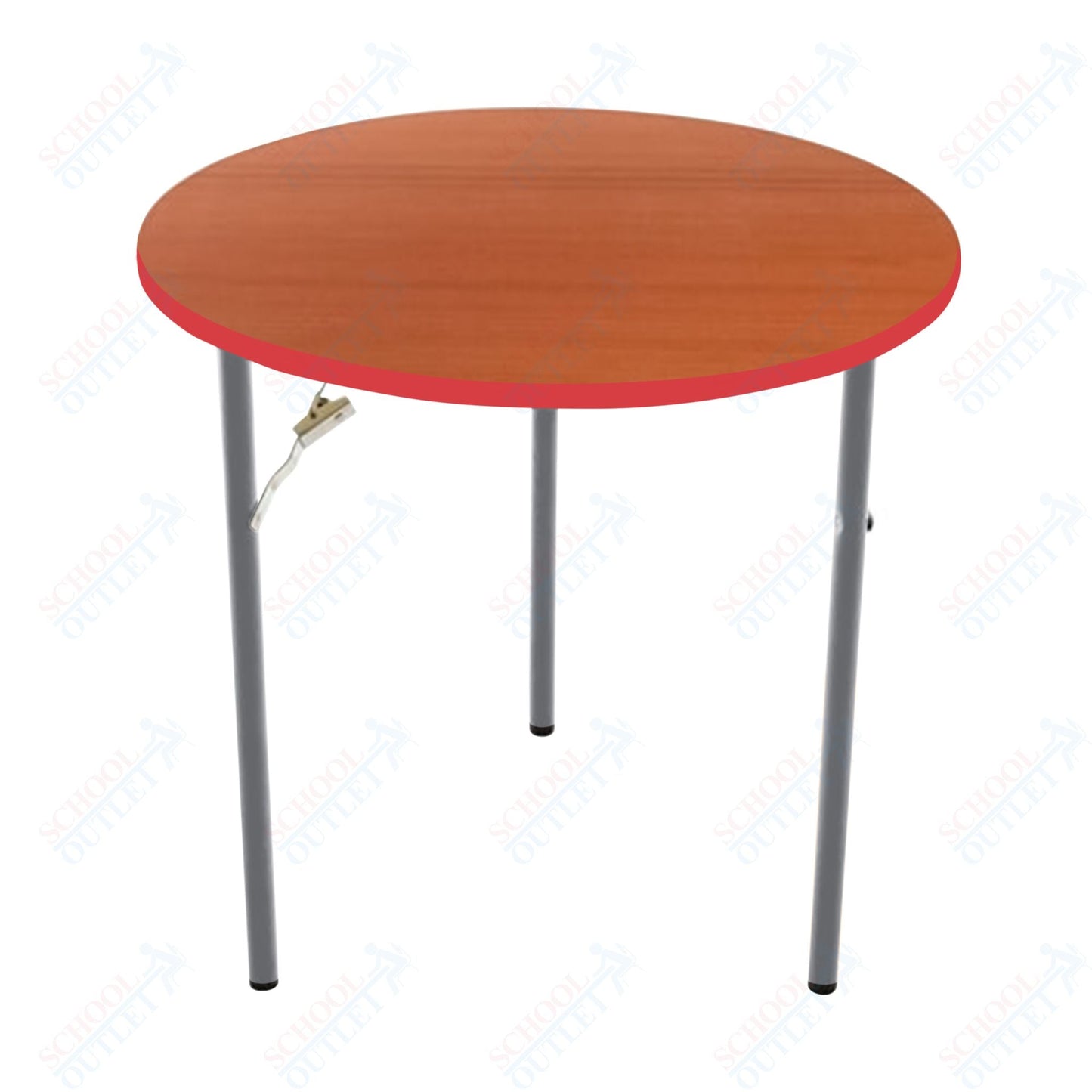 AmTab Folding Table - Plywood Stained and Sealed - Vinyl T - Molding Edge - Round - 36" Diameter x 29"H (AmTab AMT - R36PM) - SchoolOutlet