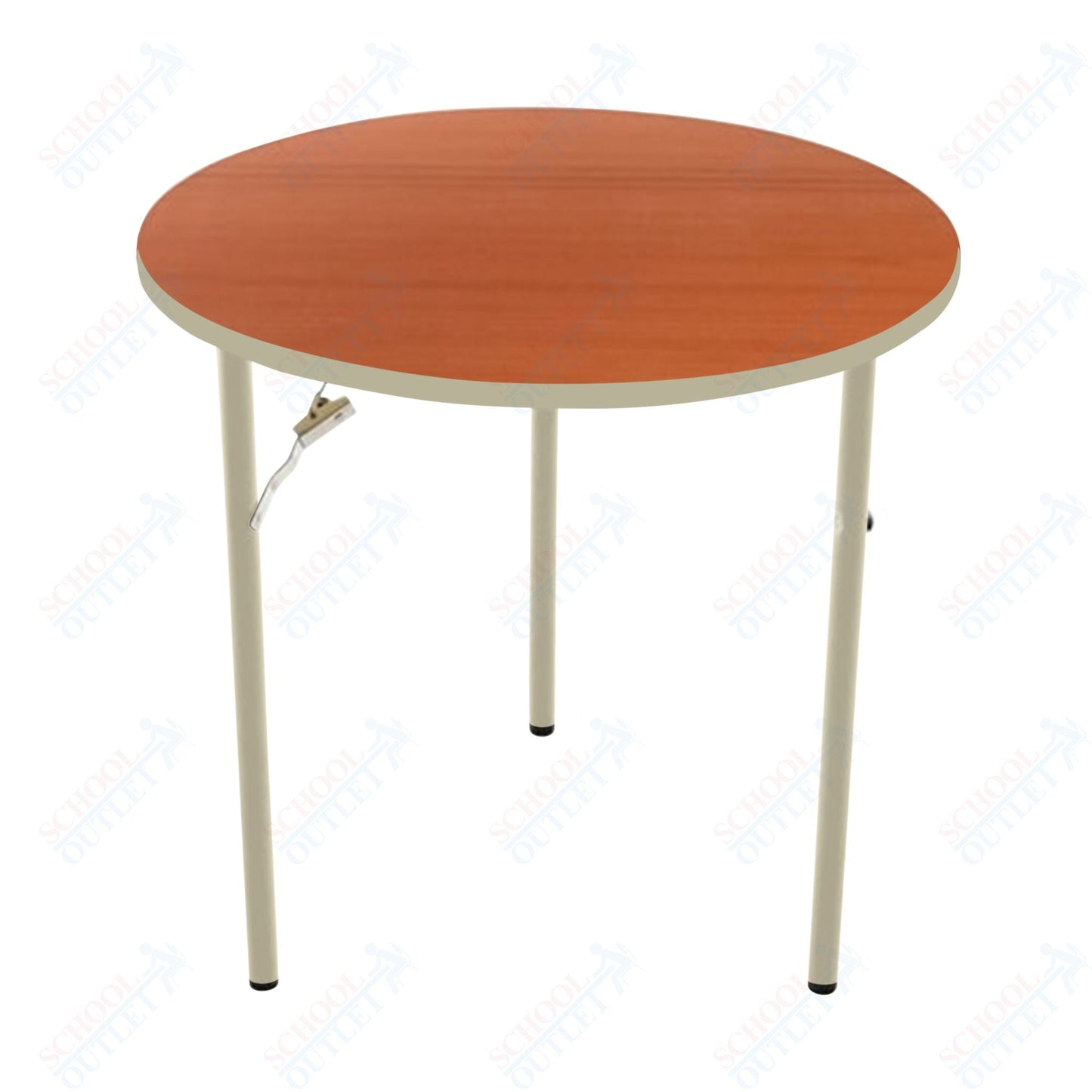 AmTab Folding Table - Plywood Stained and Sealed - Vinyl T - Molding Edge - Round - 48" Diameter x 29"H (AmTab AMT - R48PM) - SchoolOutlet