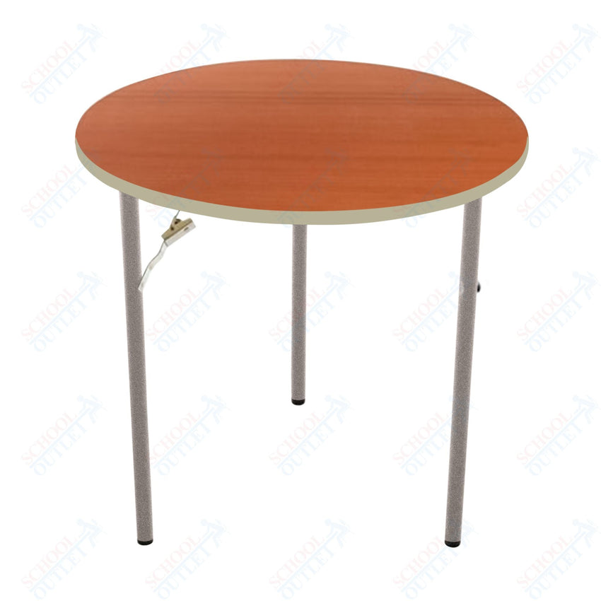 AmTab Folding Table - Plywood Stained and Sealed - Vinyl T - Molding Edge - Round - 60" Diameter x 29"H (AmTab AMT - R60PM) - SchoolOutlet