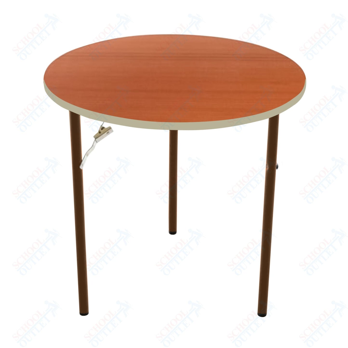 AmTab Folding Table - Plywood Stained and Sealed - Vinyl T - Molding Edge - Round - 66" Diameter x 29"H (AmTab AMT - R66PM) - SchoolOutlet