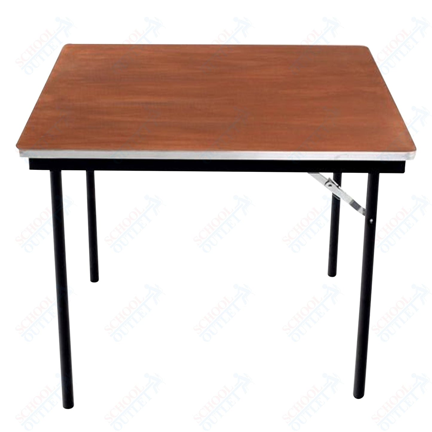 AmTab Folding Table - Plywood Stained and Sealed - Aluminum Edge - Square - 30"W x 30"L x 29"H (AmTab AMT - SQ30PA) - SchoolOutlet