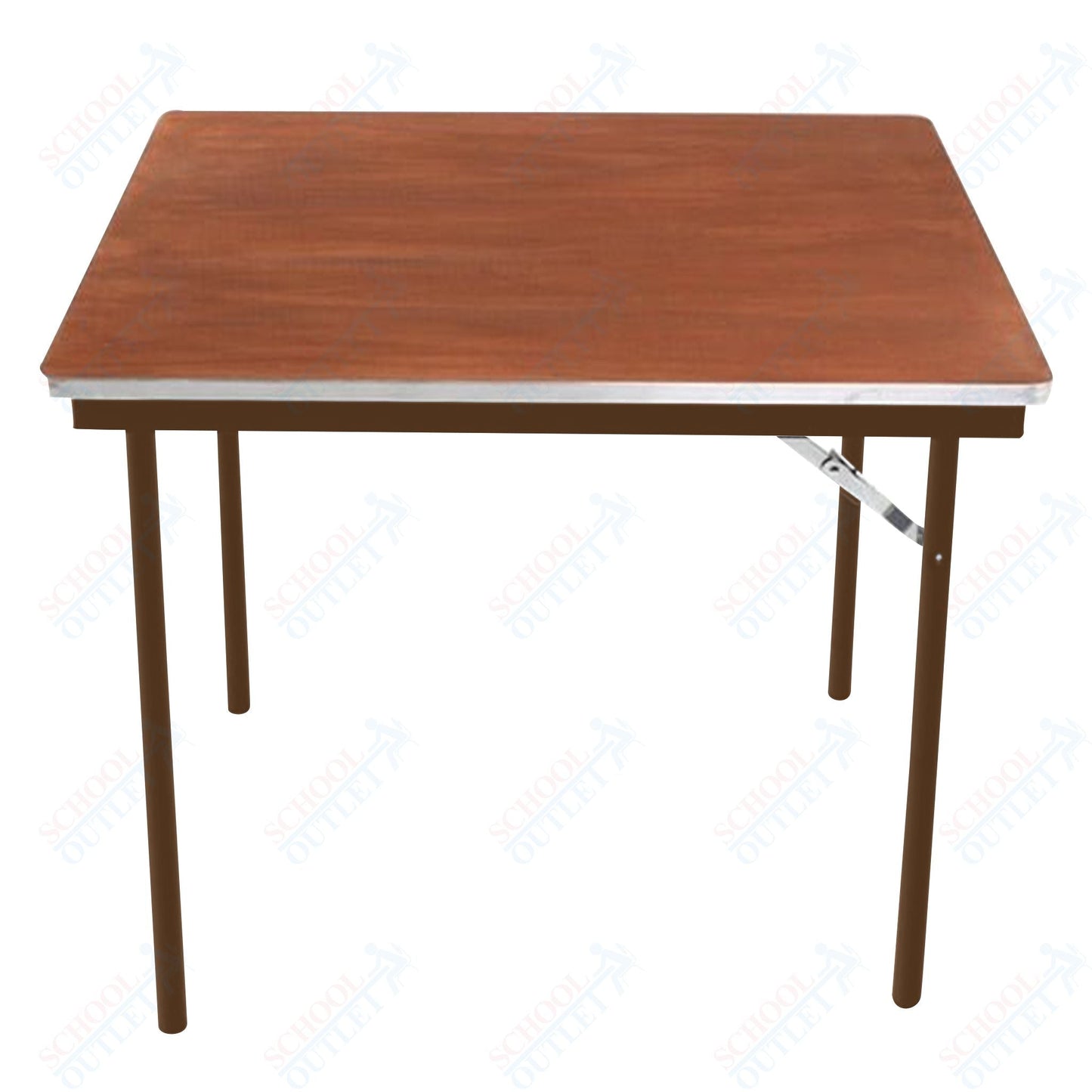 AmTab Folding Table - Plywood Stained and Sealed - Aluminum Edge - Square - 30"W x 30"L x 29"H (AmTab AMT - SQ30PA) - SchoolOutlet