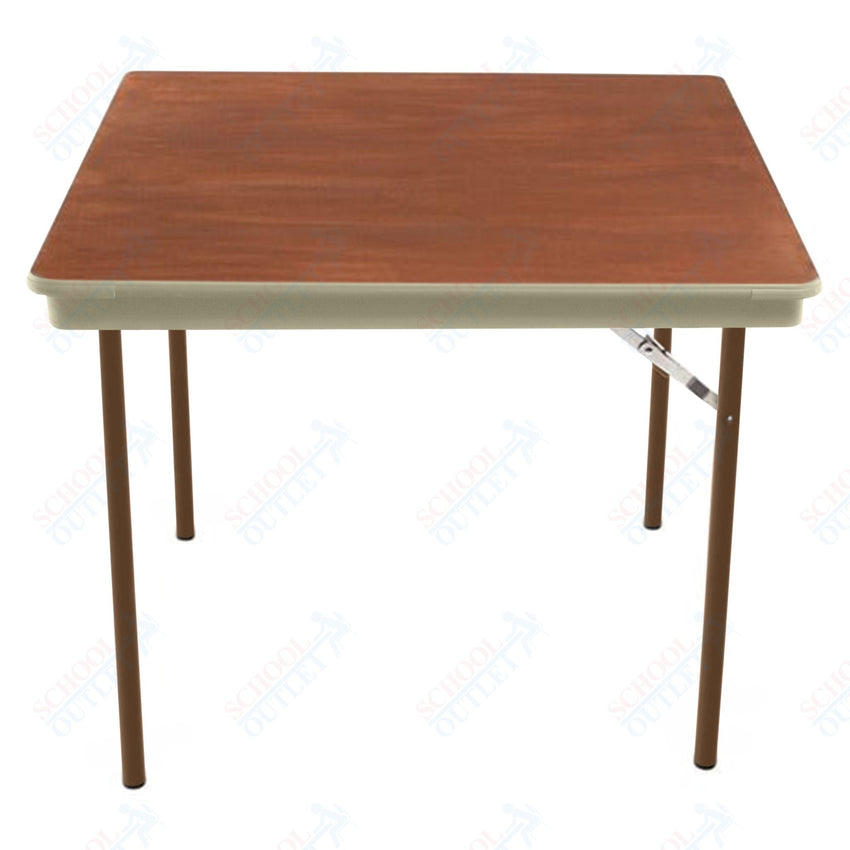 AmTab Folding Table - Plywood Stained and Sealed - Vinyl T - Molding Edge - Square - 30"W x 30"L x 29"H (AmTab AMT - SQ30PM) - SchoolOutlet