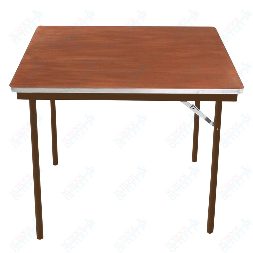 AmTab Folding Table - Plywood Stained and Sealed - Aluminum Edge - Square - 36"W x 36"L x 29"H (AmTab AMT - SQ36PA) - SchoolOutlet