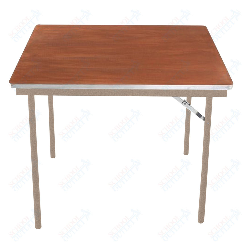 AmTab Folding Table - Plywood Stained and Sealed - Aluminum Edge - Square - 36"W x 36"L x 29"H (AmTab AMT - SQ36PA) - SchoolOutlet