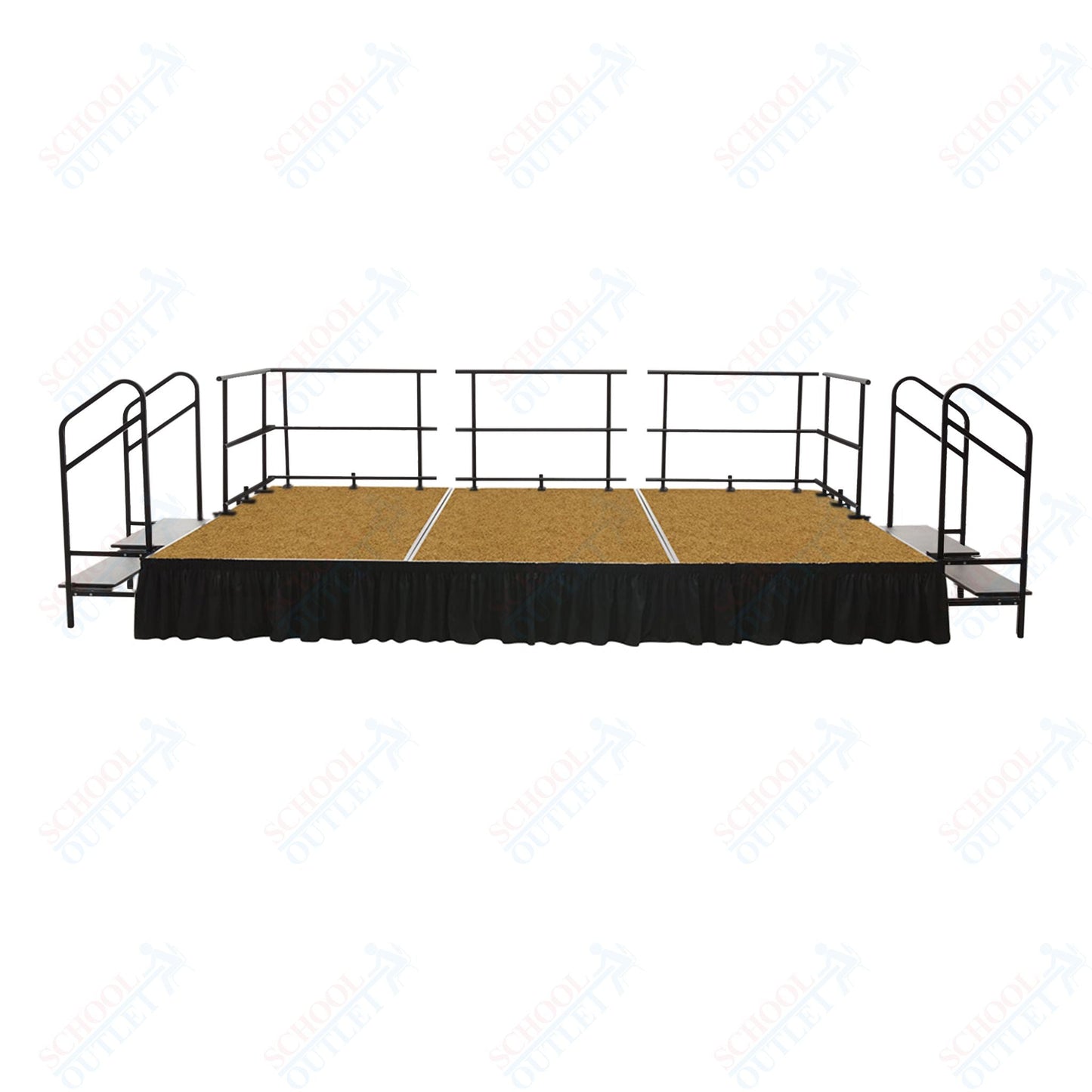 AmTab Adjustable Height Stage Set - Hardboard Top - 8'W x 16'L x 1.5 - 2'H (96"W x 192"L x Adjustable 16" to 24"H) (AmTab AMT - STAS081624H) - SchoolOutlet