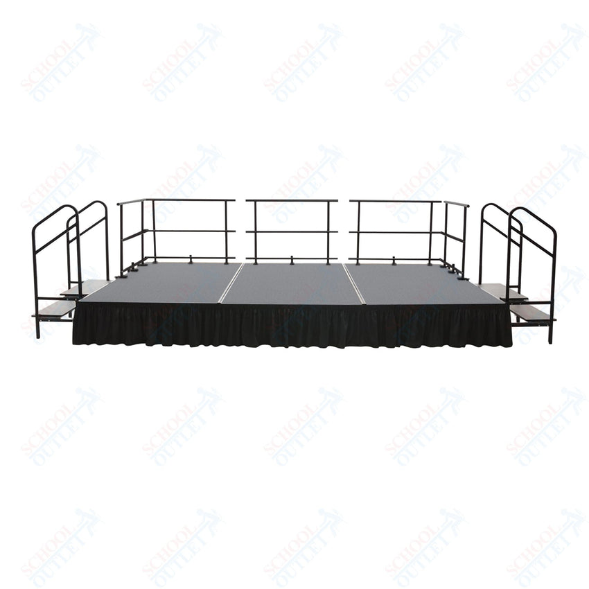 AmTab Adjustable Height Stage Set - Polypropylene Top - 8'W x 16'L x 1.5 - 2'H (96"W x 192"L x Adjustable 16" to 24"H) (AmTab AMT - STAS081624P) - SchoolOutlet